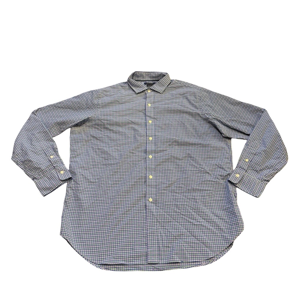 Polo Ralph Lauren Performance Mens XL Plaid Button Down Shirt Blue Green Check